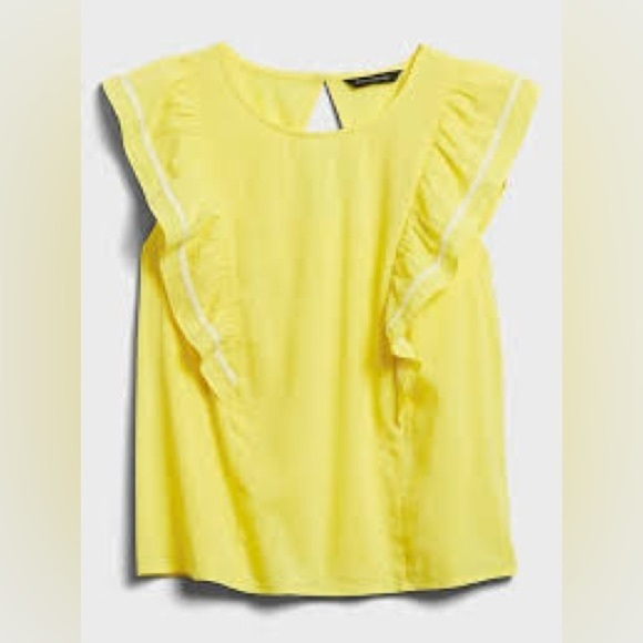 Banana Republic Yellow Ruffled Flutter Sleeveless Blouse - Picture 1 of 7